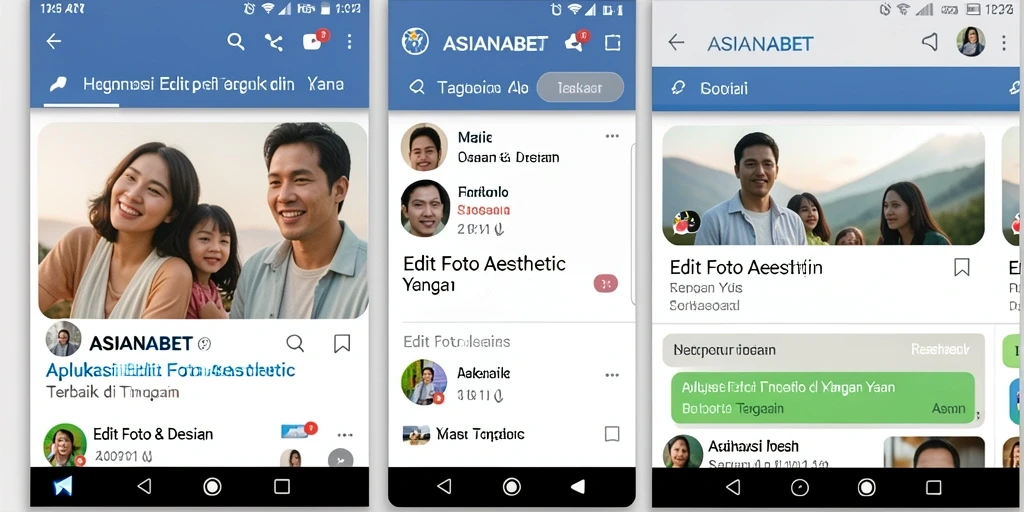 Antarmuka aplikasi ASIANABET dengan fitur Edit Foto Aesthetic.