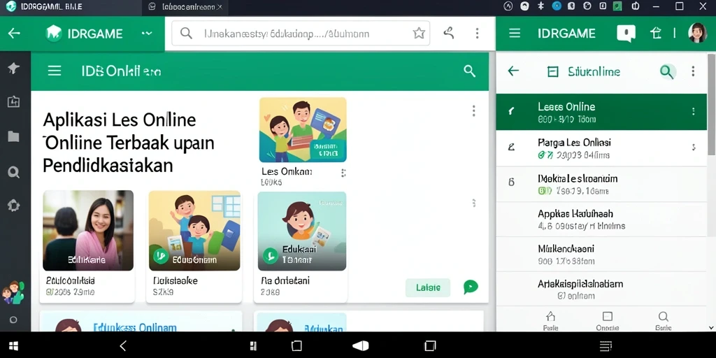 Antarmuka aplikasi IDRGAME yang intuitif untuk Les Online.